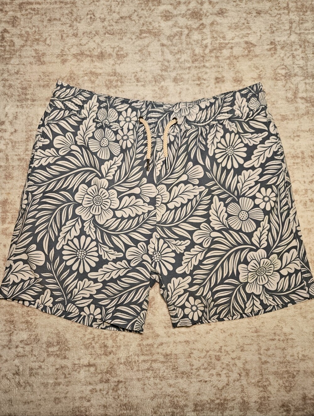 Fair Harbor Blue and White Floral Men's Drawstring Shorts